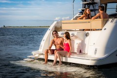 Hydraulic swim platform option with automated steps